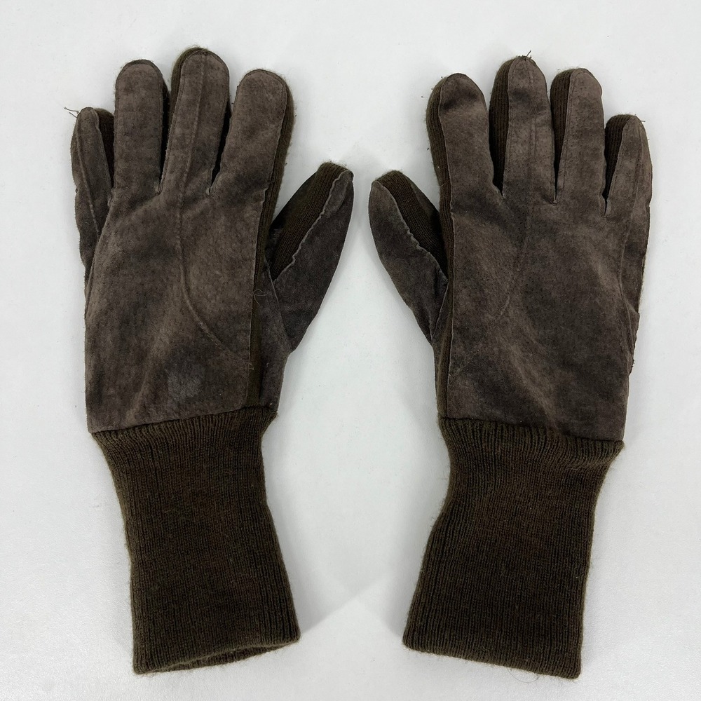 ProSpirit Mens Brown Leather Suede Knit Winter Gloves Size Large